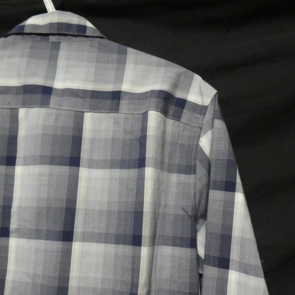 CALVIN KLEIN | Non-Iron | Body Fit | large 16-16.5 | Blue Plaid Button-up Shirt - Picture 12 of 16